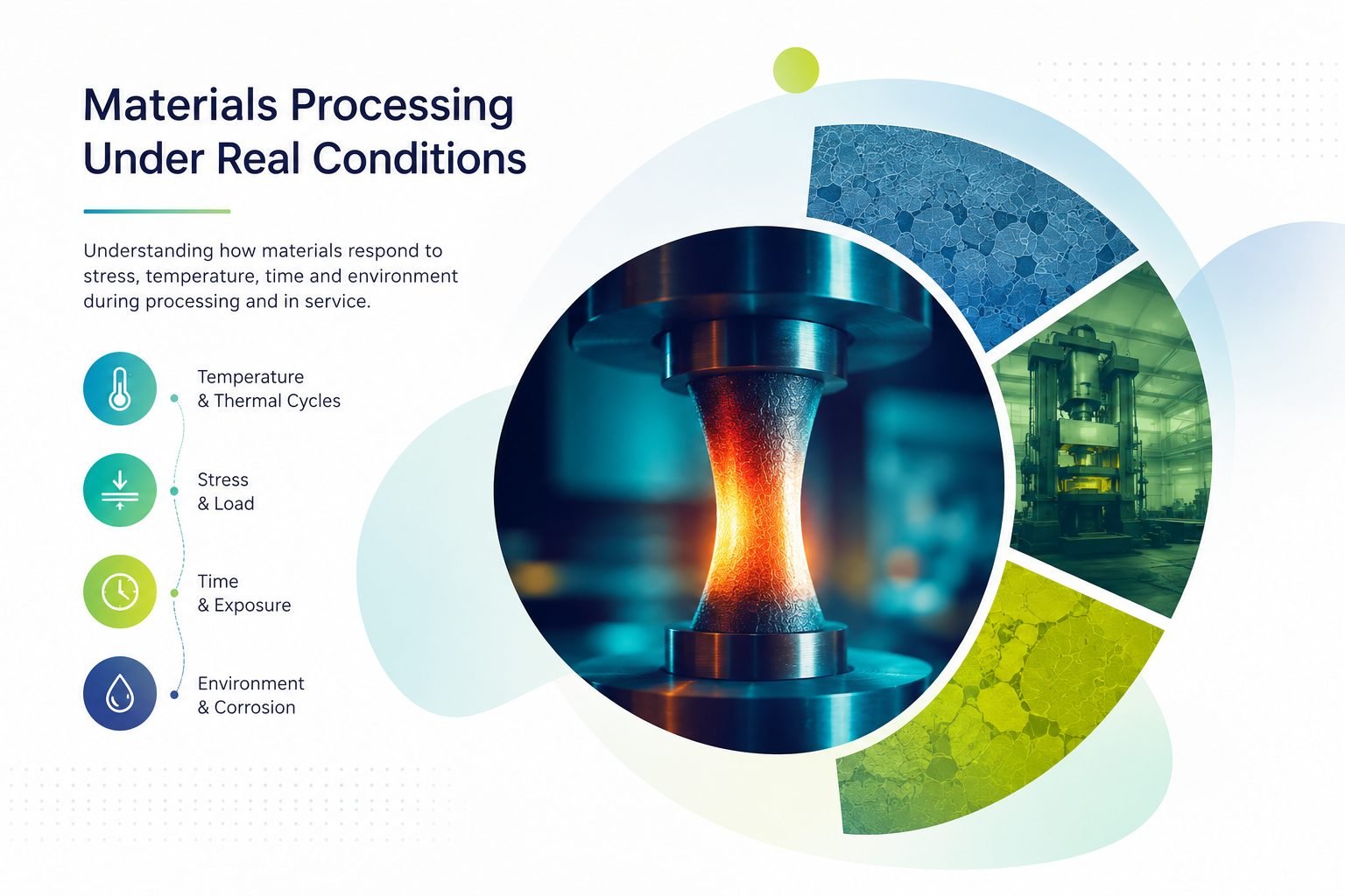 Materials processing: deformation, temperature and time.