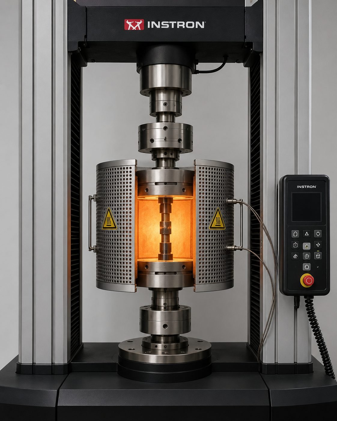 Modified INSTRON system for in-situ compression and tensile testing.