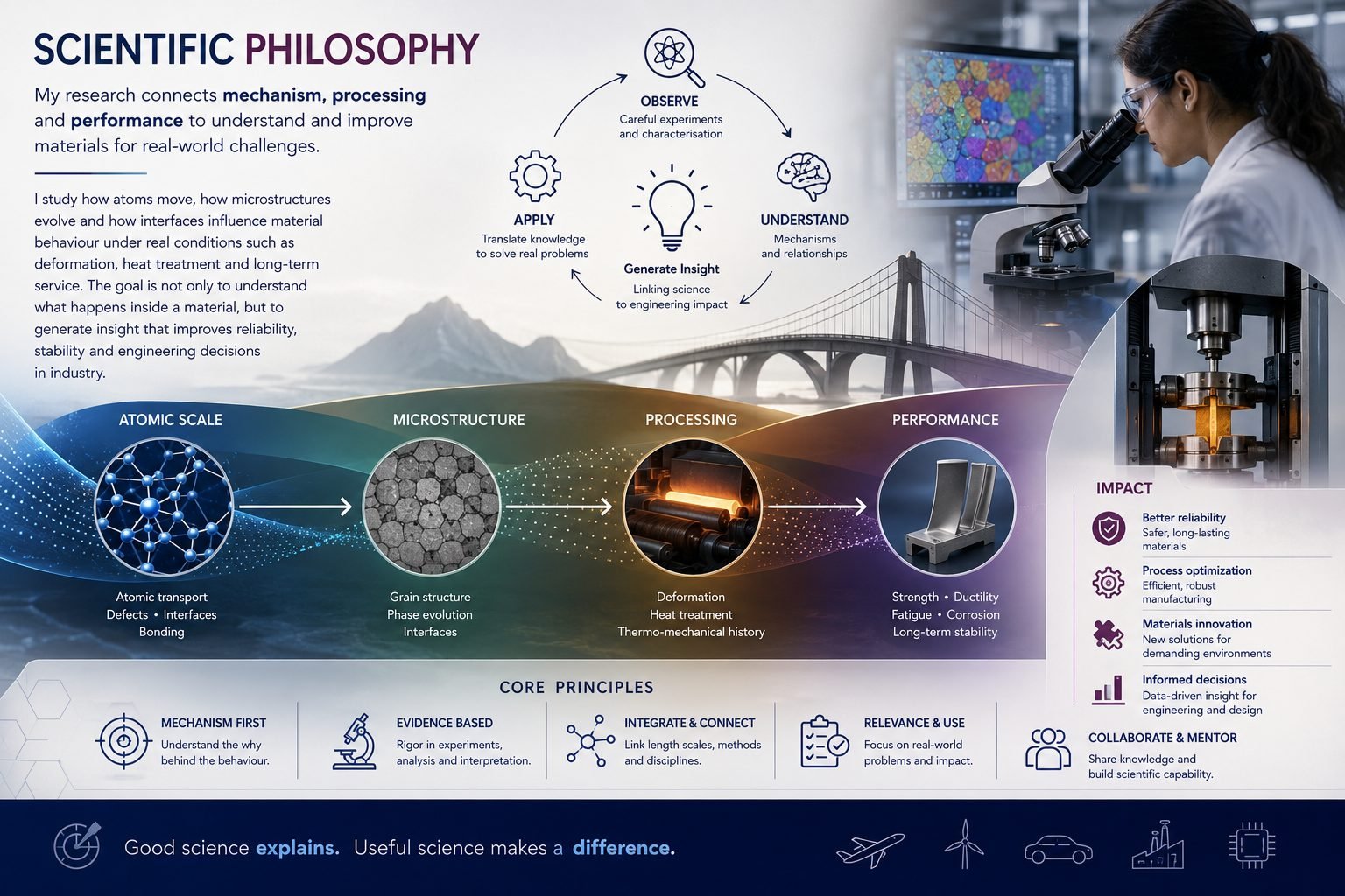 Materials performance: process with purpose, microstructure matters, properties drive function.
